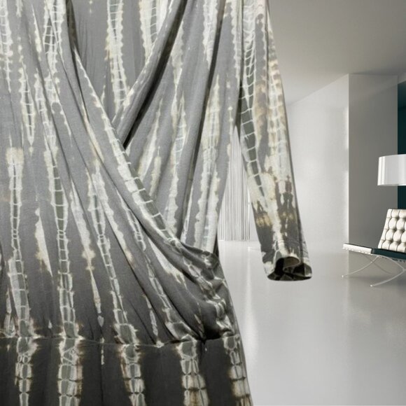 Young Fabulous & Broke Tie Dye Drop Waist Dress - Size Small - Plunging Neckline - Picture 6 of 14